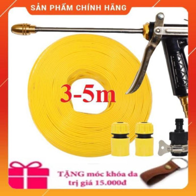 Bộ dây vòi xịt nước rửa xe,tưới cây ,tăng áp 3 lần, loại 3m,5m 206318 đầu đồng,cút,nối nhựa đen+ móc khoá