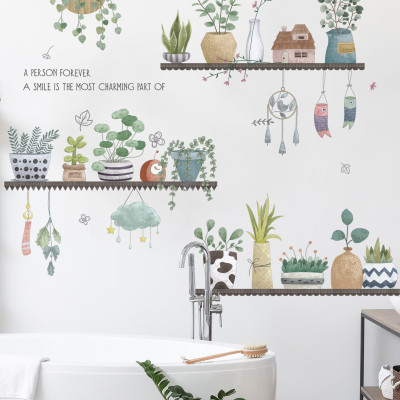 Sticker Giấy Dán Tường Decal Dán tường Tranh Dán Tường Trang Trí Tường Mẫu Kệ Hoa Lá Phong Cách Vintage ZDB-2284