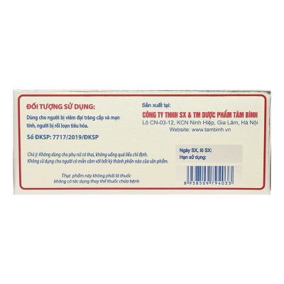 (hộp 60 viên) ĐẠI TRÀNG TÂM BÌNH Hỗ trợ giảm các triệu chứng của viêm đại tràng cấp và mạn tính