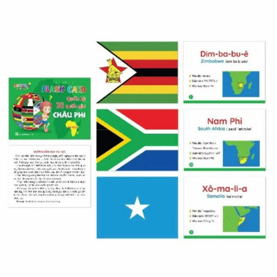 Thẻ Học Thông Minh - Flashcard Quốc Kỳ Các Nước Trên Thế Giới - 5 Châu Lục - (Song Ngữ Anh Việt) 180 Thẻ