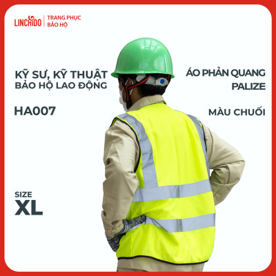 Áo phản quang Palize với dải Phản quang Poly sáng 5cm màu CHUỐI - Mã HA007