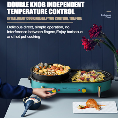 Bếp lẩu nướng đa năng 2 trong 1 cao cấp Aoran GP-004 - Chất liệu nhôm đúc chống dính - Công suất 2000W - HÀNG NHẬP KHẨU