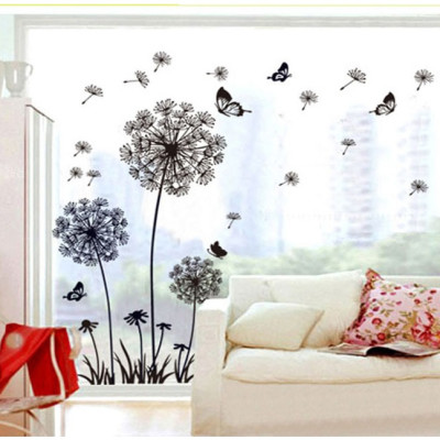 Decal dán tường Hoa bồ công anh đen AmyShop DH003 - 2 bộ (130 x 270cm)