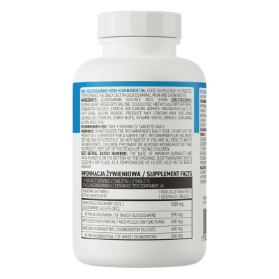 Viên Uống Ostrovit Glucosamine + MSM + Chondroitin, Hỗ Trợ Xương Khớp, Bổ Sung Sức Khỏe