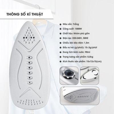 Bàn là hơi nước cầm tay mini Lebenlang LBL66673, bàn ủi hơi nước cầm tay công suất 1000W, bình chứa 90ml, nhỏ gọn và tiện lợi - hàng chính hãng