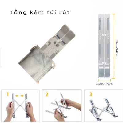 Giá Đỡ Tản Nhiệt Laptop/ Máy tính bảng/ Ipad để bàn chất liệu hợp kim nhôm loại cao cấp nhất (Giao màu ngẫu nhiên) Hút Gió Tương Thích Với Mọi Loại Laptop Đế Nhôm Gập Dành Cho Macbook Gấp Gọn Tiện Dụng - Hàng Nhập Khẩu