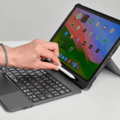 Bao Da Kèm Bàn Phím Không Dây WiWU Mag Touch Dùng Cho iPad 10.2/ 10.5, iPad Pro 11 inch/Air 4/Air5, iPad 12.9 2020/2021( Có Khe Để Bút) - Hàng Chính Hãng