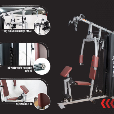 Giàn tạ đa năng KINGSPORT BK-1998 New thiết kế linh hoạt, khung sườn chắc chắn với 10 động tác luyện tập chuyên sâu