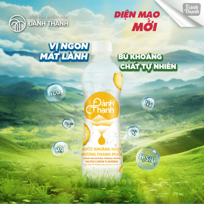 Lốc 6 chai Nước Khoáng Thiên Nhiên Có Ga Đảnh Thạnh Khoáng Chanh Muối 430ml