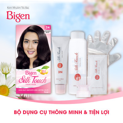 Thuốc nhuộm dưỡng tóc phủ bạc thảo dược Bigen Silk Touch Thương hiệu Nhật Bản Sắc Màu trẻ trung 80ml dạng kem