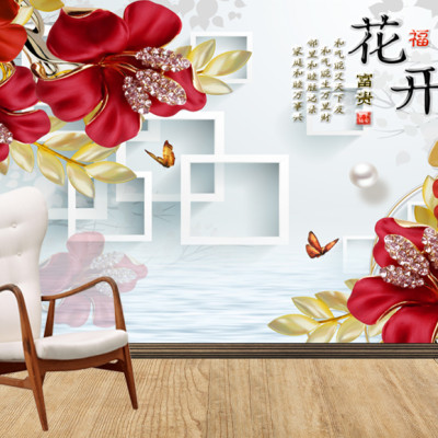 TRANH HOA 3D DÁN TƯỜNG CAO CẤP,Tranh dán tường 3d, Tranh hoa 3D, tranh lụa CANVAS 3D dán tường,tranh dán tường 3D PVP-42853.