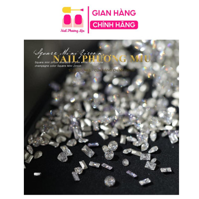 Đá Khối Nail Angelica Smini Set 100 Viên Làm Nail, Siêu Nhỏ, Chân Bằng, Chân Nhọn, Đá Chân Vàng, Trang Trí Móng Đẹp Nữ Women