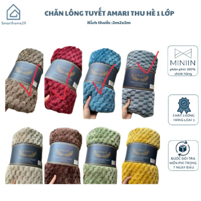 Chăn Hè, Chăn Văn Phòng Lông Tuyết Kẻ Ô Vuông Nhập Khẩu, Kích Thước 2m2 x 2m - HÀNG CHÍNH HÃNG MINIIN