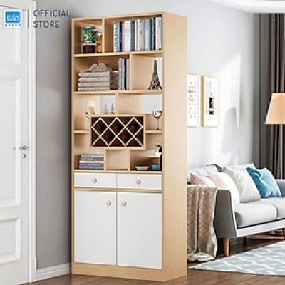 Tủ Gỗ Đơn Giản SIB Decor Đa Năng Làm Vách Ngăn Phòng Khách Kết Hợp Kệ Giày, Kệ Để Vang KG18
