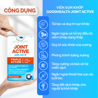 Combo 2 Hộp Viên Sụn Khớp Goodhealth Joint Active - Với UC2 Tái Tạo Và Duy Trì Sụn Khớp - Giúp Khớp Khỏe Dễ Dáng Vận Động – 100% Chính Hãng Từ New Zealand