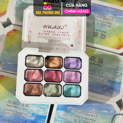 Set Gel Dặm Ombre 9 Màu HUAXI Số 4 Tông Màu Dịu Dàng, Siêu Mịn Mướt, Không Cần Pha Bột, Độ Mịn Cao Làm Nail Nữ Women