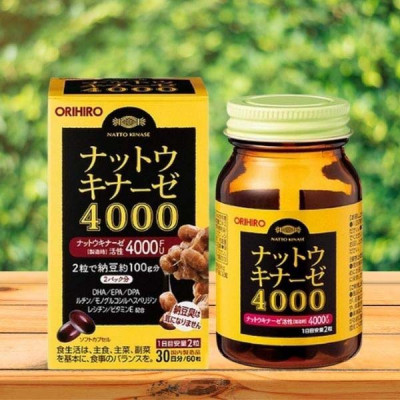 Viên Uống Natto Kinase 4000FU Orihiro 60 Viên Nhật Bản Hỗ Trợ Phòng Chống Đột Quỵ Tai Biến