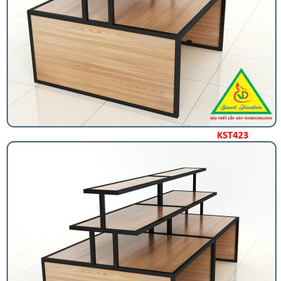 Kệ gỗ trưng bày rau củ quả, kệ trưng bày sản phẩm, hàng hóa KST423 - NỘI THẤT LẮP RÁP VIENDONGADV