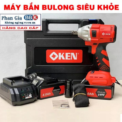 Máy Siết Bulong 199V  Đầu 2 Trong 1, Máy Bắn Bulong Không Chổi Than Khoan Tường Bắn Vít Mở Ốc Xe Pin Khỏe