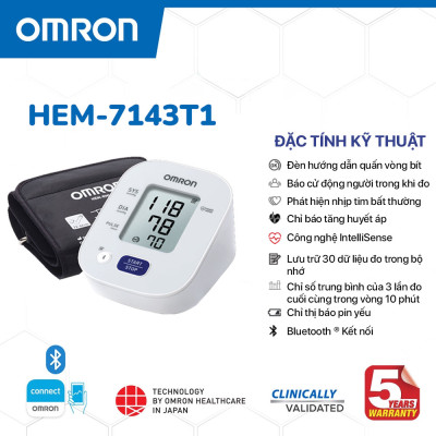 Máy Đo Huyết Áp Điện Tử Omron HEM-7143T1 Hàng Chính Hãng Tặng Kèm Adapter Thường
