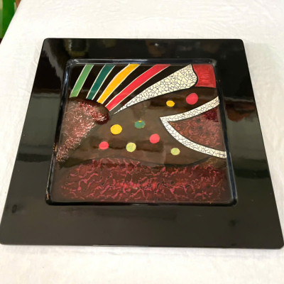 Dĩa sơn mài cao cấp Thanh Bình Lê cẩn trứng đẹp, hàng xuất khẩu 30x30 cm