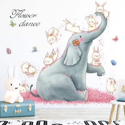 Sticker Giấy Dán Tường Decal Dán tường Tranh Dán Tường Trang Trí Tường Mẫu Chú Voi Con Ngộ Nghĩnh ZH-1008