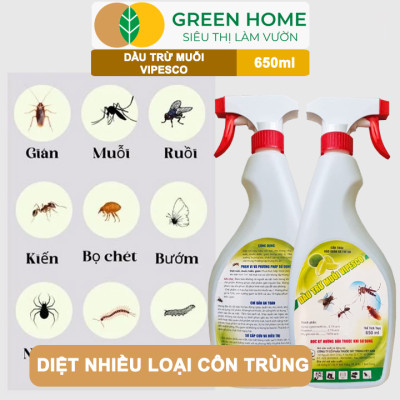 Dầu Trừ Muỗi Vipesco GreenHome, Chai 650Ml, Đặc Trị Muỗi, Kiến, Gián Nhanh Chóng, Hiệu Quả Và An Toàn