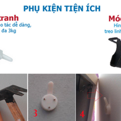 Bộ 4 Khung Hình Kính Treo Tường Tặng bộ ảnh như hình mẫu, Đinh Treo Tranh và sơ đồ treo  - Khung Hình Phạm Gia PGCTK52