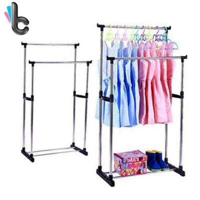 Giá Phơi Quần Áo, Xào Phơi Đồ, Giàn Phơi Inox Thông Minh 2 Tầng Có Bánh Xe Tiện Di Chuyển 