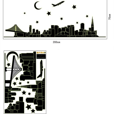 Decal dán tường Dạ quang thành phố đêm AmyShop DDQ003 (70 x 200 cm)