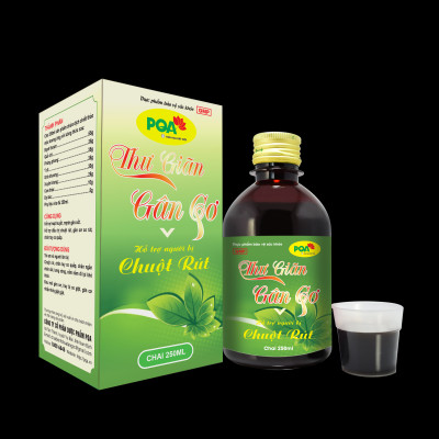 Siro PQA Thư Giãn Gân Cơ 250ml là dược phẩm thảo dược giúp hoạt huyết, mạnh gân cốt hỗ trợ điều trị chuột rút, gân cơ co rút, chân tay co quắp dùng cho người lớn và trẻ em bị chuột rút, đau mỏi gân cơ, hay bị co giật gân cơ.