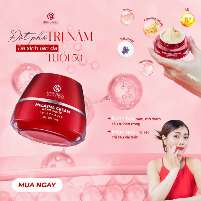 [MISS CANDY] Combo 2 Kem Dưỡng Trắng Da Mờ Thâm Nám Sâm Nhung Hoàng Kim Cao Cấp Melasma Cream Nano White MISS CANDY 25g, Giúp Tái Tạo Da Bị Nhiễm Corticoid, Phục Hồi Làn Da Hư Tổn & Làm Săn Chắc Da - PHỤNG BEAUTY