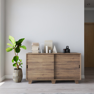 HAPPY FURNITURE , ALVA - Tủ lưu trữ 2 cửa lùa , TCL_039 , 140cm x 40cm x 78cm DxRxC