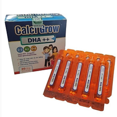 Calci Grow DHA ++ Bổ sung Canxi và các dinh dưỡng cần thiết, hỗ trợ quá trình tạo xương. Hộp 20 ống x 10ml