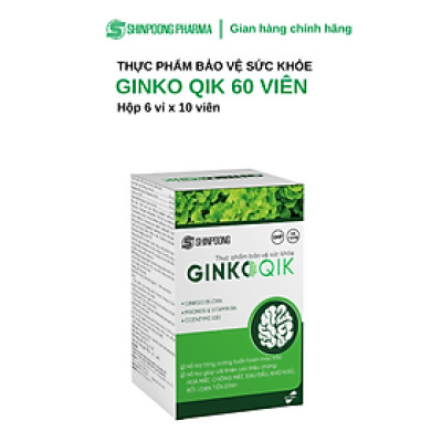 [Hộp 60 Viên] Viên Uống GINKOQIK Hoạt Huyết, Hỗ Trợ Não Và Trí Nhớ - SHINPOONG PHARMA