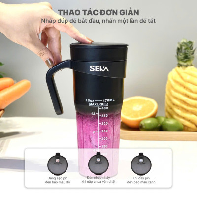 Máy Xay Sinh Tố Cầm Tay Seka NT889 (Model Mới Nhất 2025) Dung Tích 470ml Công Suất 150W - Hàng Chính Hãng