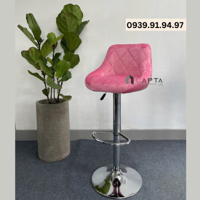 Ghế quầy bar nệm vải CB2261A-F Nội thất Capta Ghế quầy bar nệm vải nhung chân mâm sơn đen
