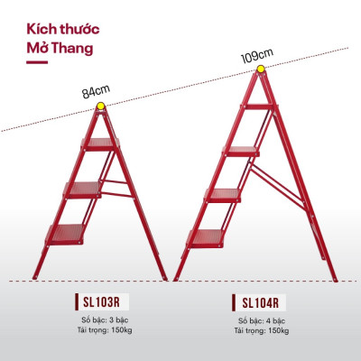 Thang ghế chữ A gấp gọn 3- 4 bậc bản to an toàn FUJIHOME nhập khẩu đa năng xếp gọn chính hãng thép Cacbon chống gỉ bền