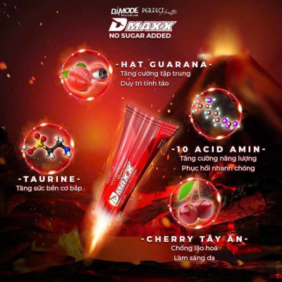 DMAXX thức uống bổ sung vitamin năng lượng không đường DAMODE 42 gói màu đỏ mỗi gói 2,2gr