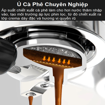Máy pha cà phê Espresso bán tự động Espresso, Latte, Cappuccino thương hiệu HiBREW H13A - Hàng Chính Hãng