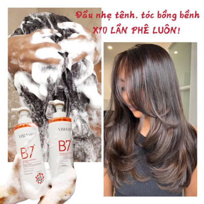 BỘ GỘI XẢ DƯỠNG TÓC ORGARNIC BƯỞI VISIAMI B7+ GRAPEFRUIT SHAMPOO AND CONDITIONER 780MLX2 giảm rụng, mọc tóc nhanh cho tóc thưa mảnh khô