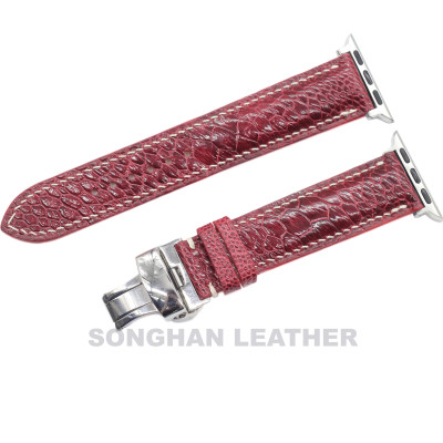 Dây Đeo Thay Thế Dành Cho Apple Watch Da Đà Điểu Vân To Khóa Gập Hoàn Thiện Thủ Công, Dây Da Apple Watch Series 2,3,4,5,6,7 Size 38mm,40mm,41mm,42mm,44mm,45mm Hàng Chính Hãng Songhan Leather