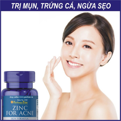 Kẽm hỗ trợ trị mụn, làm đẹp da mụn Puritan