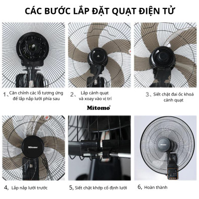 Quạt treo tường Mitomo FTT-60 hàng chính hãng, có điều khiển tử xa, động siêu xịn bảo hành 24 tháng
