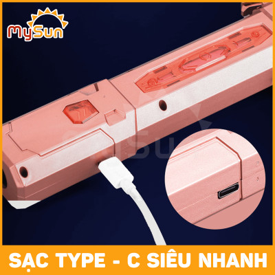 Kiếm Laser phát ánh sáng Lazer nhựa đồ chơi thu gọn cho trẻ em bé ghép 2 đầu tặng PIN MySun