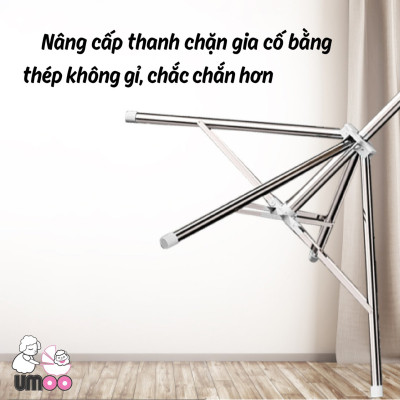 Cây phơi đồ thông minh đa năng CAO CẤP inox 3 tầng phù hợp treo đồ cho bé + tặng kèm 56 kẹp phơi đồ