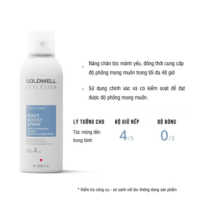 Xịt Phồng Tóc Tạo Kiểu Goldwell Root Boost Làm Dày Tóc, Không Bết Dính, Giữ Nếp Lên Tới 48h - 200ml