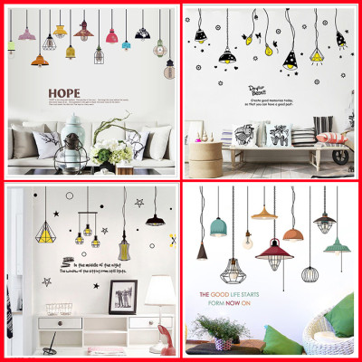 Decan dán tường Đèn treo 3D trang trí phòng khách sang trọng, sáng tạo  (70 x 170 cm)