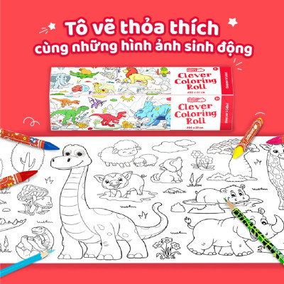 Đồ Chơi Sách Tô Màu Dạng Cuộn - Dinosaur & Safari CLEVER HIPPO CR04