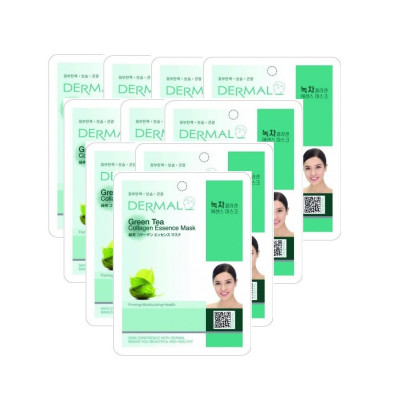 [ Tặng thêm 2 miếng ] Combo 10 Mặt nạ dưỡng da tinh chất trà xanh Dermal